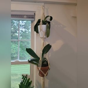 Double macrame plant hanger